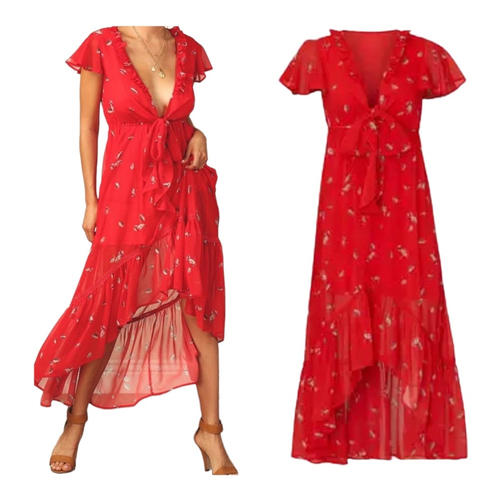 LINE AND DOT PRADERA HIGH LOW MIDI DRESS